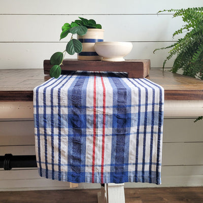 BLUE AND WHITE STRIPED RUNNER