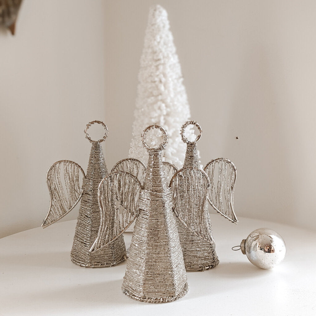 BEADED METAL ANGEL ORNAMENT/TREE TOPPER