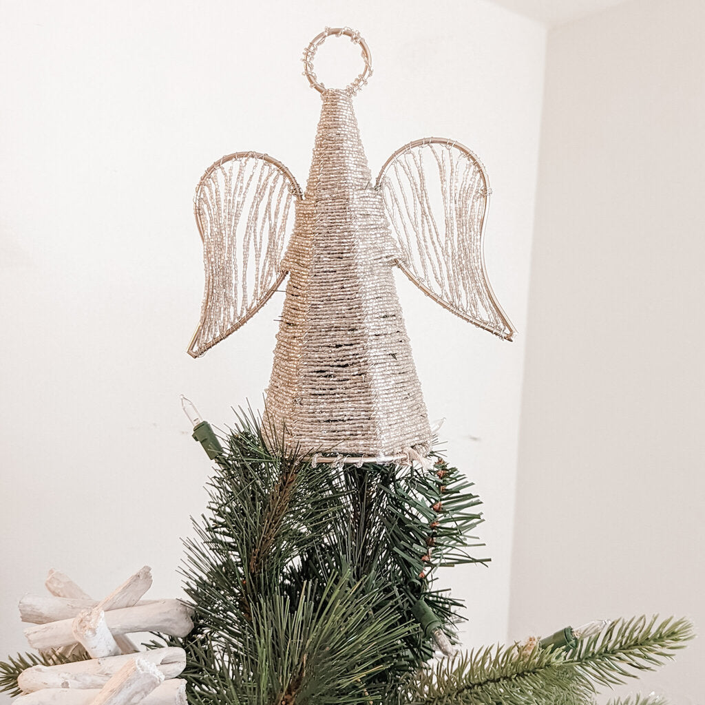 BEADED METAL ANGEL ORNAMENT/TREE TOPPER