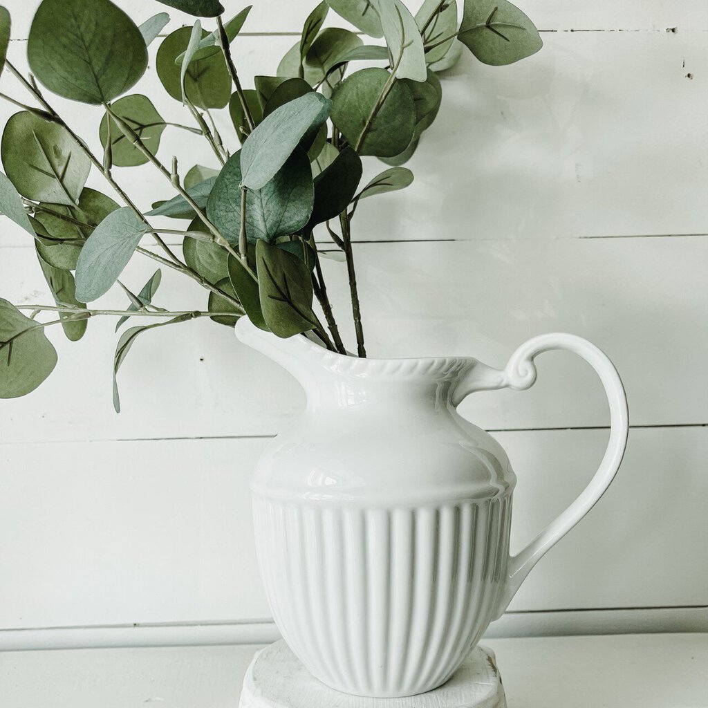 WHITE FLUTED PITCHER