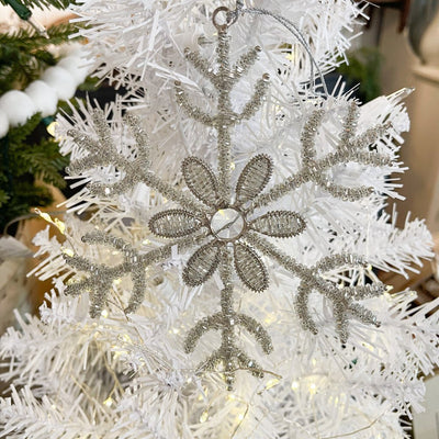 Glass Bead and Jewel Snowflake Ornament