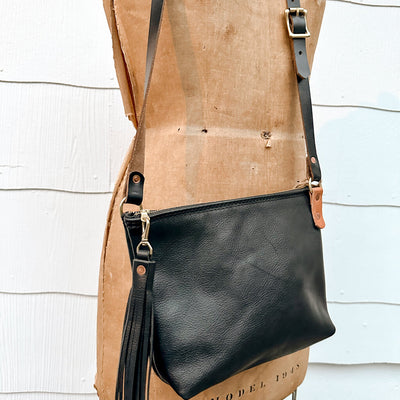 MALLORY ZIPPERED LEATHER CROSSBODY WITH ADJUSTABLE STRAP